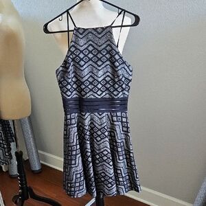 City Studio Black and White Geometric Mini Dress